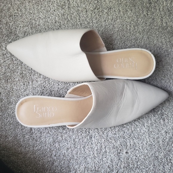 Franco Sarto White Viola Mule Silver Heel size 9 - Picture 2 of 6